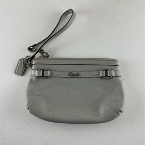 Coach Grey Pebbled Leather Wristlet Small Pouch